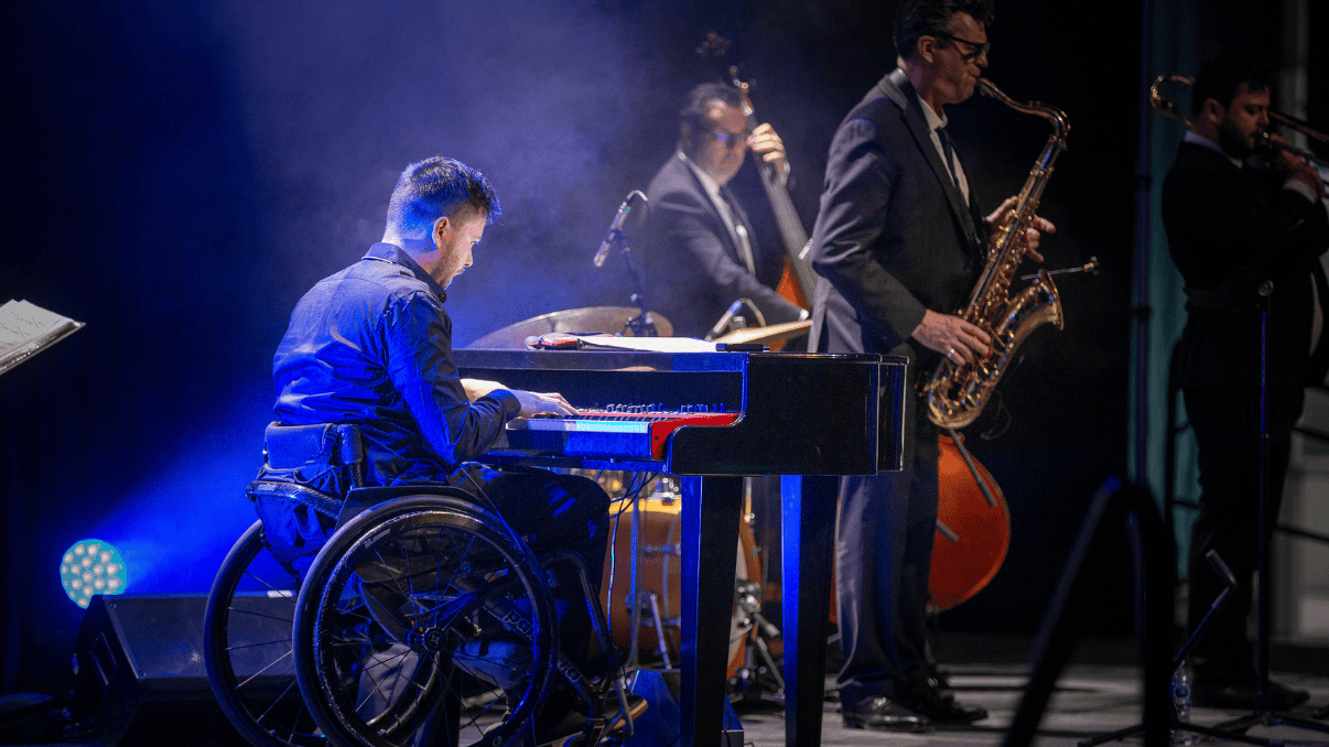 Riccardo Baldini plays on stage at the Glenrose Hospital Foundation Courage Gala