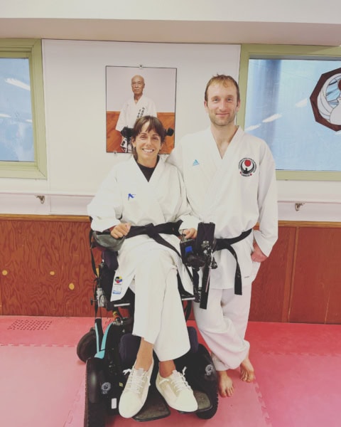 Chantelle and husband, Warren, coaching karate