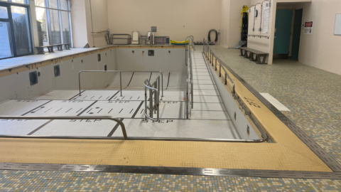 Closed and empty Glenrose therapeutic pool