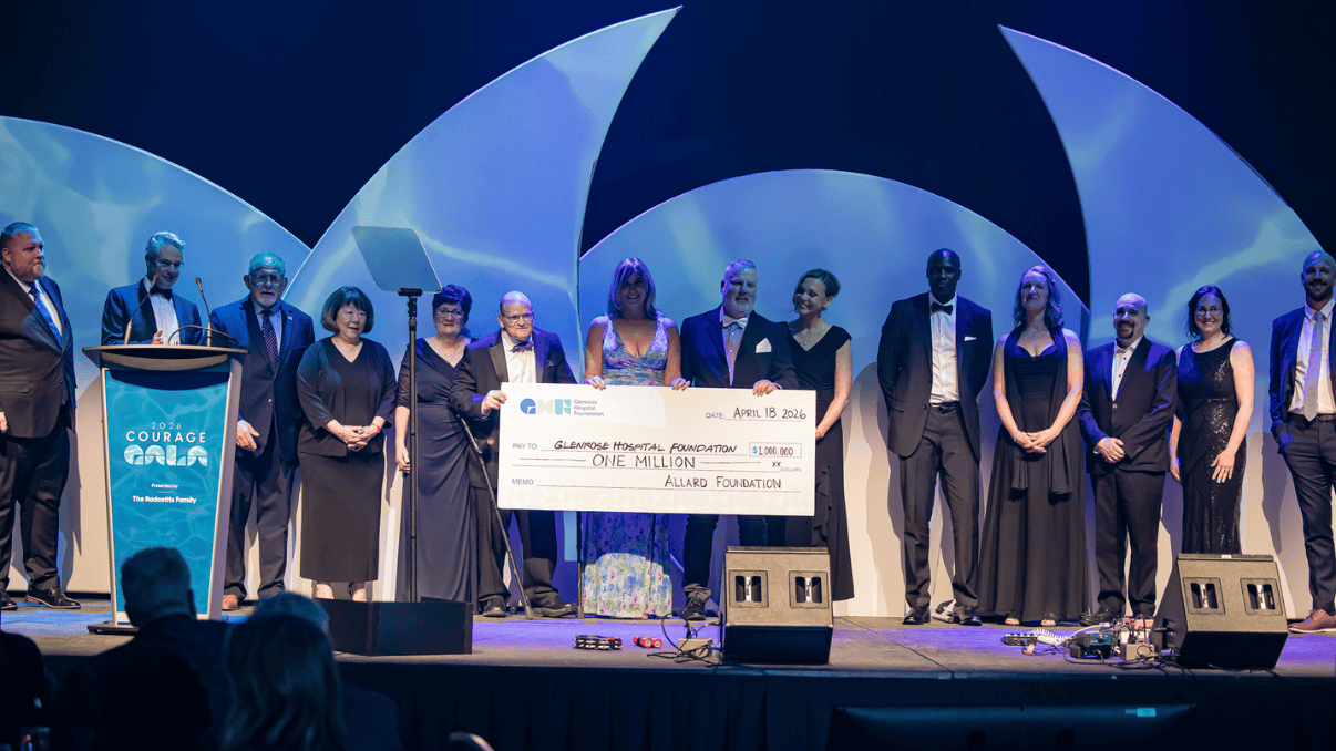 Glenrose Hospital Foundation donation ceremony with community leaders and supporters.