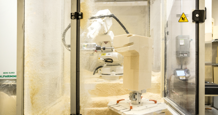 Seven-axis robotic carving machine at the Glenrose carves 3D foam replica for prosthetics