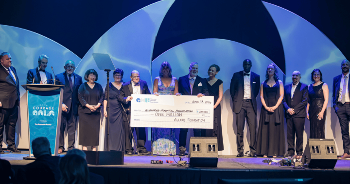 Glenrose Hospital Foundation donation ceremony with community leaders and supporters.